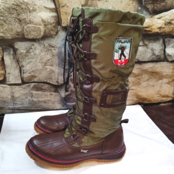 Pajar Canada Waterproof Winter Boots Green Brown Lined 7 - 7.5 38 Euro Grip Boot - Picture 5 of 13